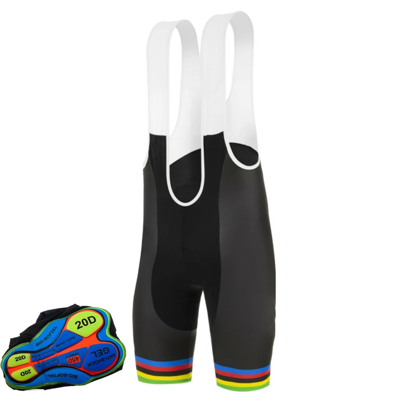 Pantalones cortos con pechera para ciclismo para hombre, almohadilla gruesa de Gel a prueba de golpes, pantalones cortos de ciclismo para hombre 6 horas de paseo Pro Lycra, Bretelle de ciclismo para hombre