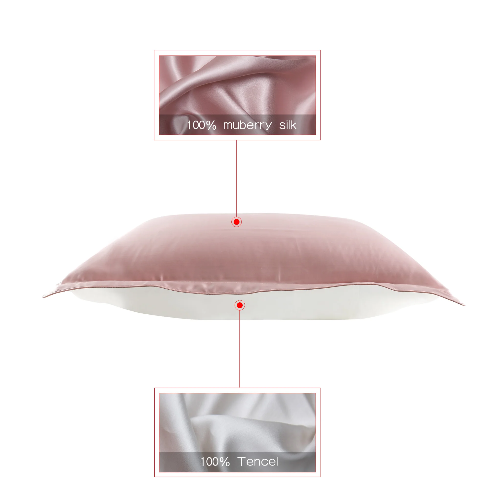 Funda de Almohada de Seda DISANGNI de una Sola Cara para Cabello y Piel, 100% Seda de Morera Pura en la Parte Delantera y Lyocell Transpirable en la Parte Trasera, 1 Pieza