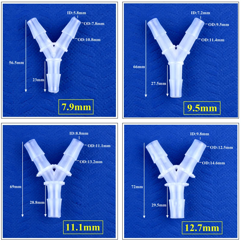 Conectores en T estilo Y de PP para tanque de Acuario, manguera de aireador de bomba de aire, sistema de riego de juntas, accesorios de tubería de agua, 5 ~ 200 piezas, 2,4 ~ 12,7mm