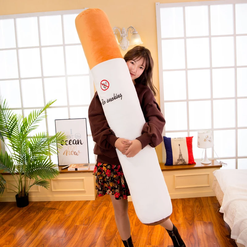 30-110cm creativo fumar cojín cilíndrico para dormir almohada para cigarrillos juguetes de peluche de sonrisa moda novio regalo de cumpleaños