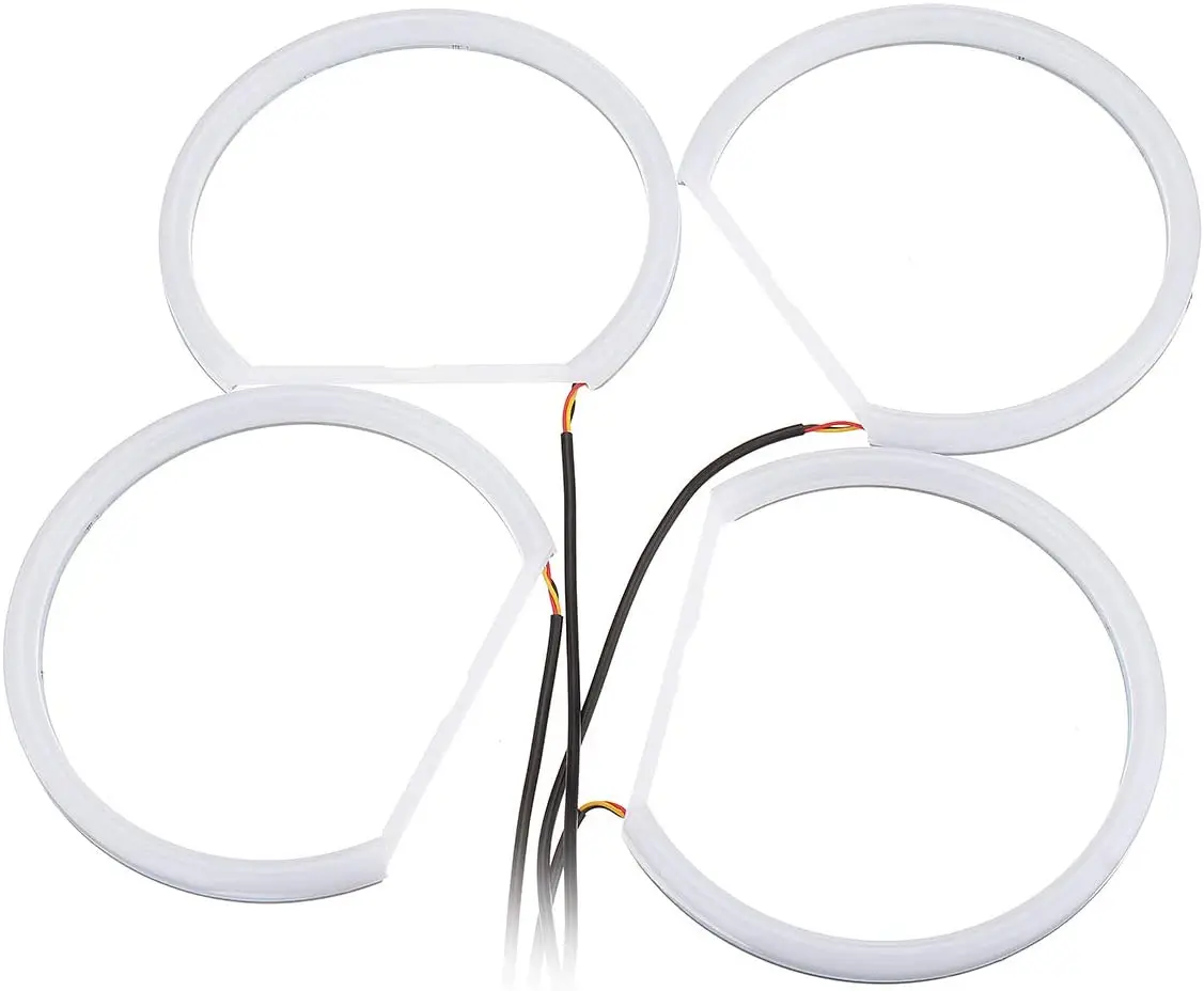 Nuevo 131mm x4 algodón claro blanco ámbar Angel Eye Halo Ring DRL para BMW E36 E38 E39 e46 luces de coche
