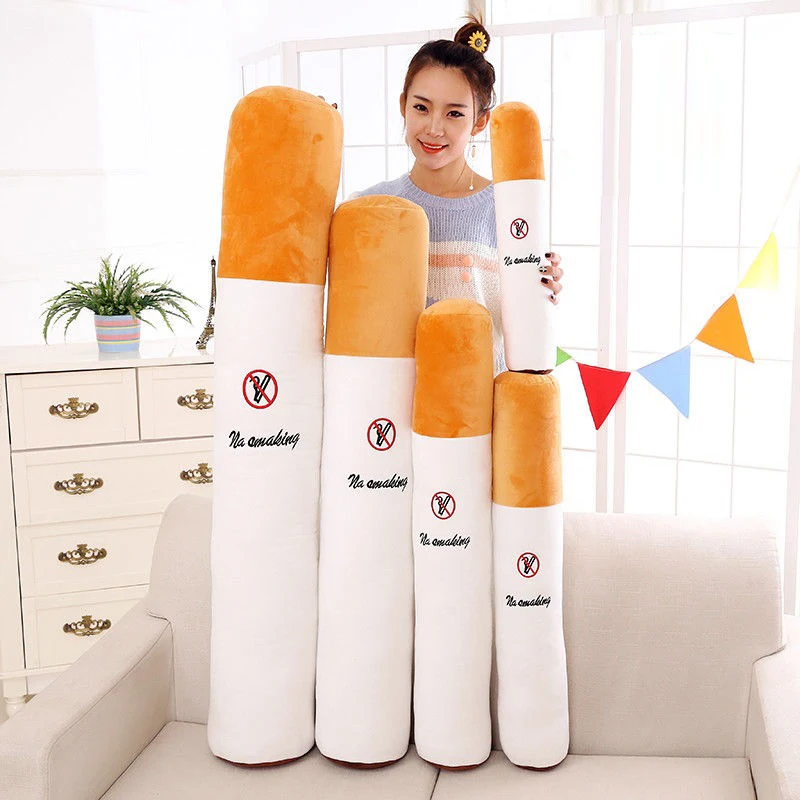 30-110cm creativo fumar cojín cilíndrico para dormir almohada para cigarrillos juguetes de peluche de sonrisa moda novio regalo de cumpleaños