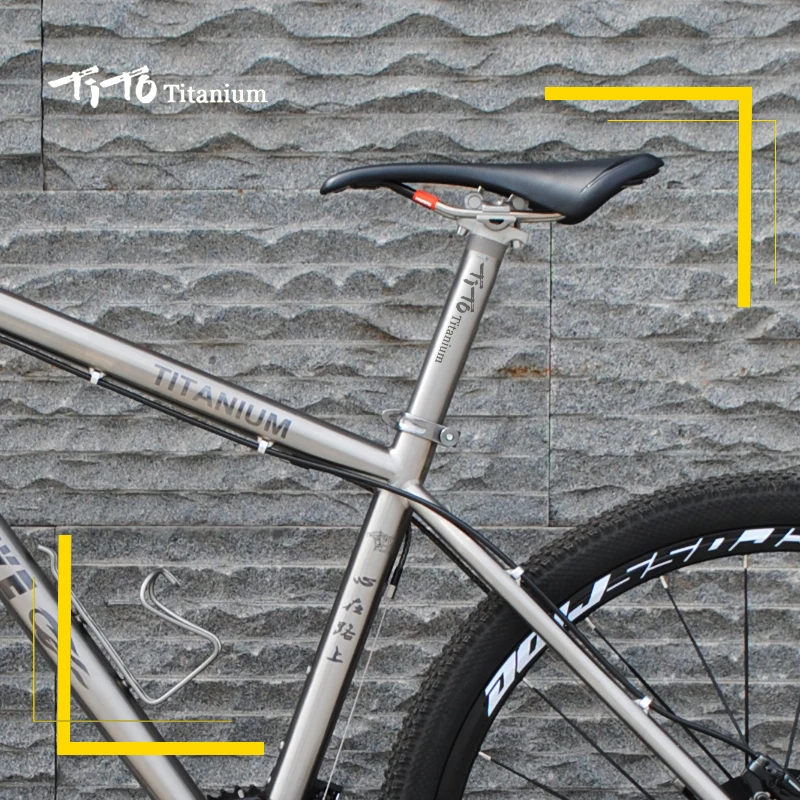 TiTo tija de sillín de bicicleta de aleación de titanio para MTB/tija de sillín de bicicleta de carretera 27,2/31,6mm * 350mm tubo de sillín de titanio cabeza de aluminio + varilla de titanio