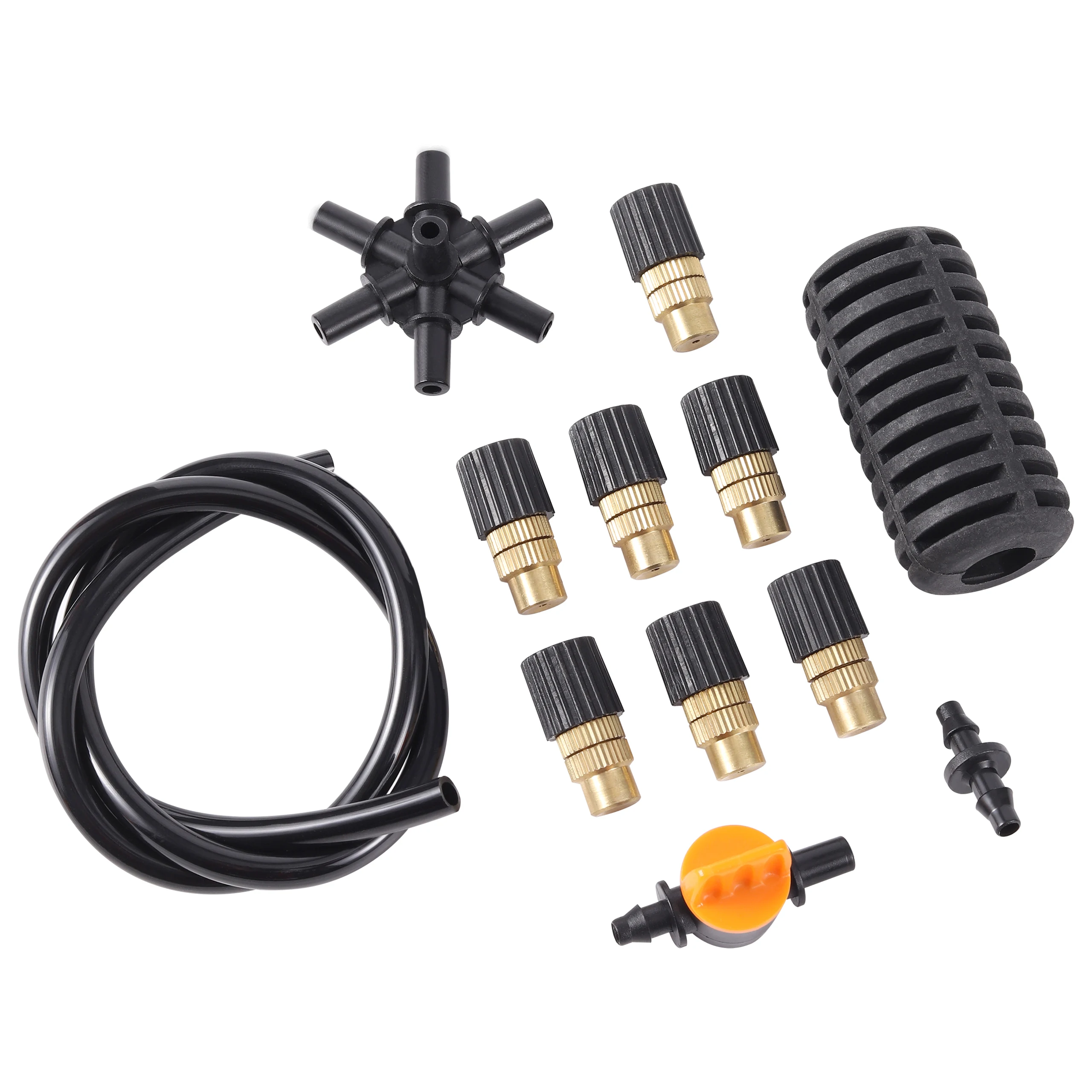 Kit de boquilla de nebulización de cobre ajustable de 4/5/6/7 vías, sistema de riego por atomización de jardín, Kit de agua, aspersor de humidificación de refrigeración