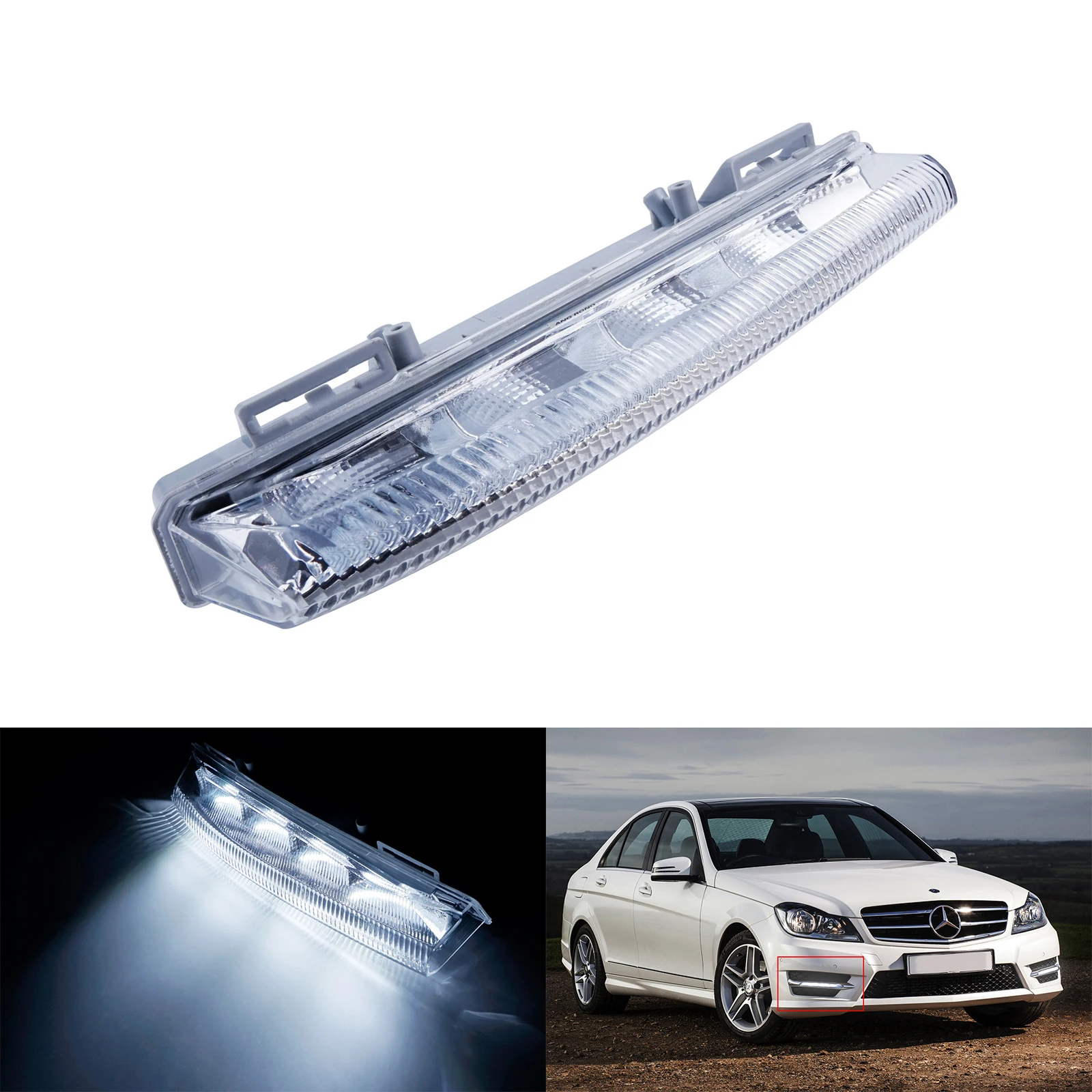 Ajuste para Mercedes Benz C E SLK clase W204 W212 R172 LED derecho luz de circulación diurna antiniebla delantera lámpara DRL blanco