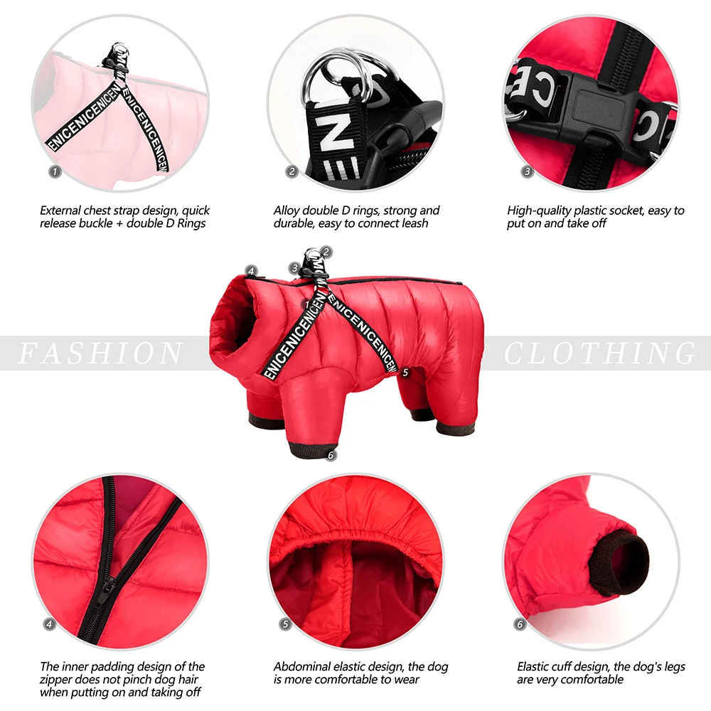 Ropa de invierno para perros, chaqueta muy cálidas para perros, abrigo impermeable para perros pequeños, medianos y grandes, ropa para mascotas, mono para Bulldog Francés