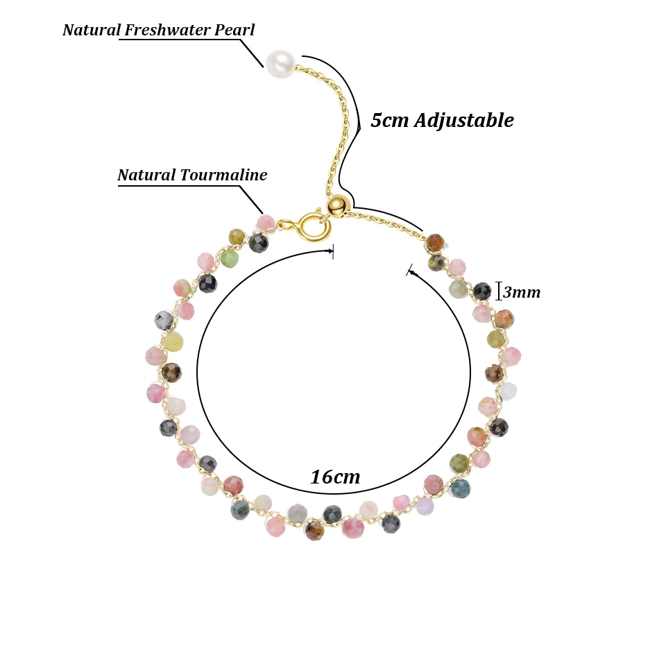 Pulsera de turmalina de piedra Natural de 3MM para mujer, joyería para fiesta, boda, regalo de lujo, brazalete ajustable hecho a mano con amatista