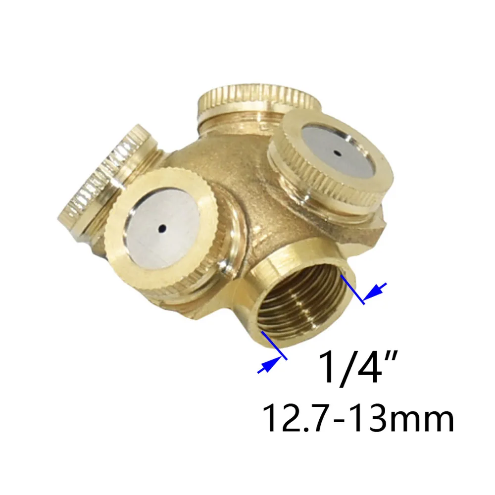 Boquilla rociadora de latón para jardín, rociador de agua de riego de jardín con 1/2/3/4 orificios para atomización de pesticidas, 1/4 ", 1/2", 3/4"