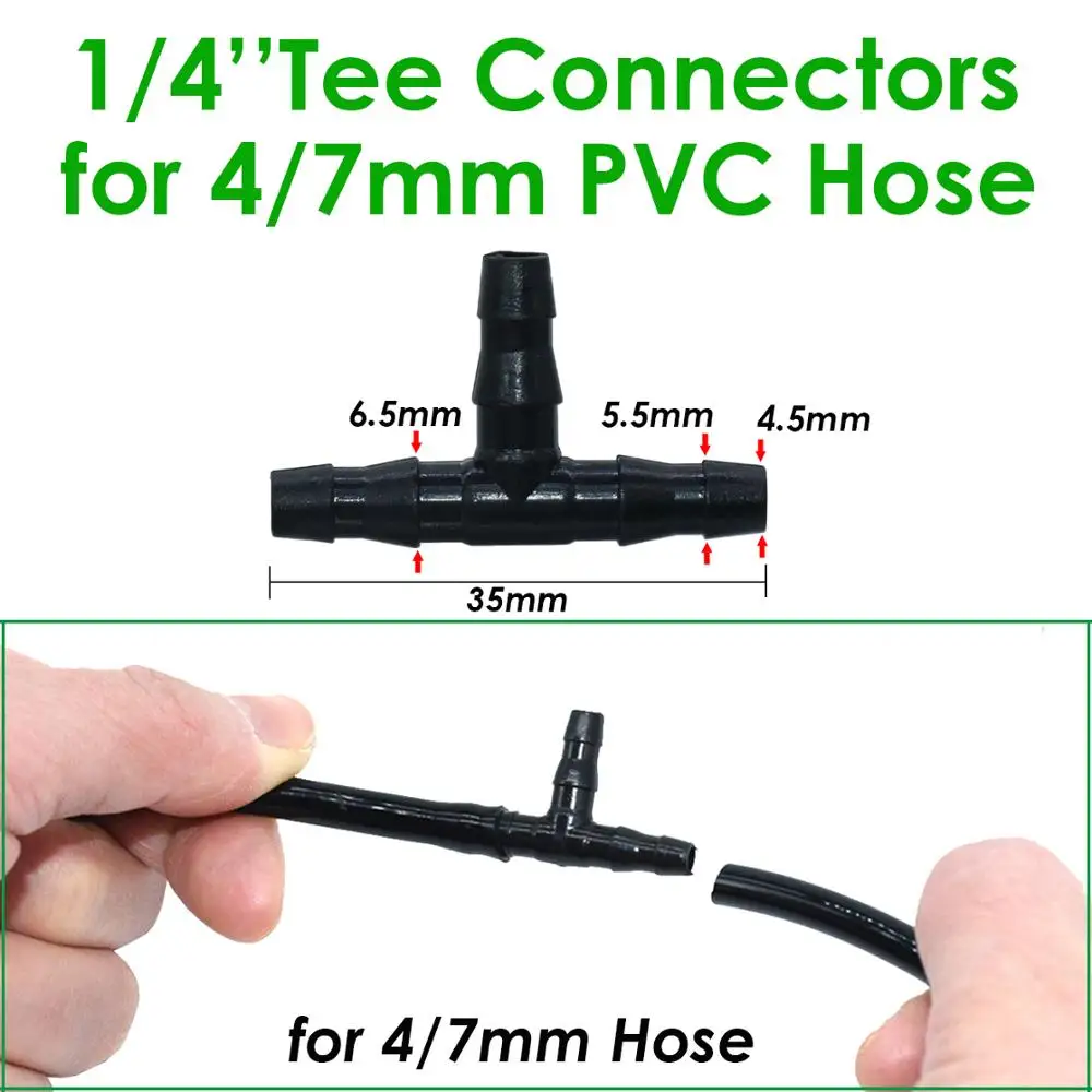 SPRYCLE-conector de junta en T para riego por goteo, herramientas de jardín de 4mm/7mm para manguera de tubo de invernadero, 100 pulgadas, 20-1/4 Uds.