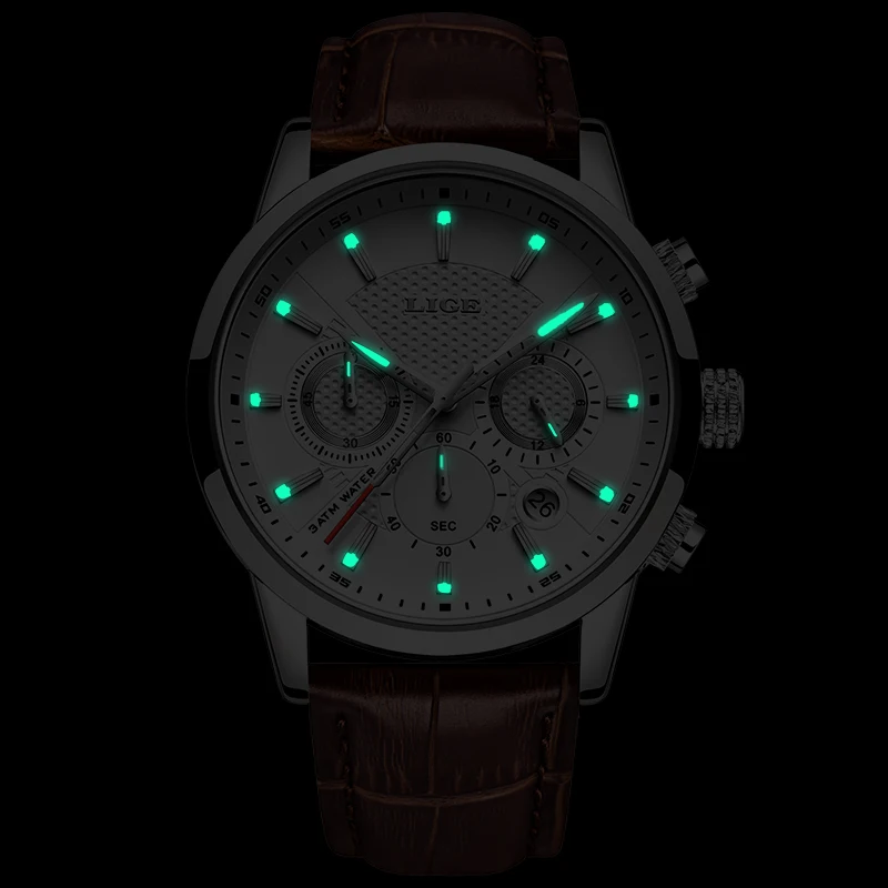 Reloj LIGE 2025 para hombre, relojes deportivos de cuarzo a la moda, relojes para hombre de marca superior, reloj militar de cuero resistente al agua con fecha, reloj Masculino