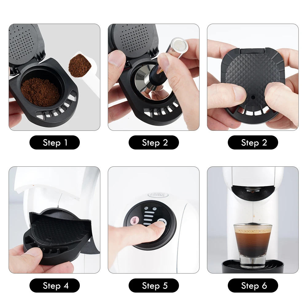 Adaptador de cápsula de café reutilizable recargable para conversión de cápsulas de café Dolce Gusto Compatible con la máquina Genio S Piccolo XS