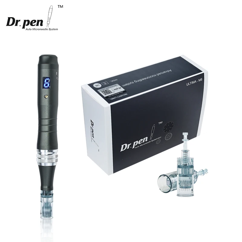 Auténtico Dr. Pen Ultima M8 Microneedling con 12 agujas, máquina de belleza inalámbrica para el cuidado facial, Derma Pen con longitud de aguja de 0.25 mm