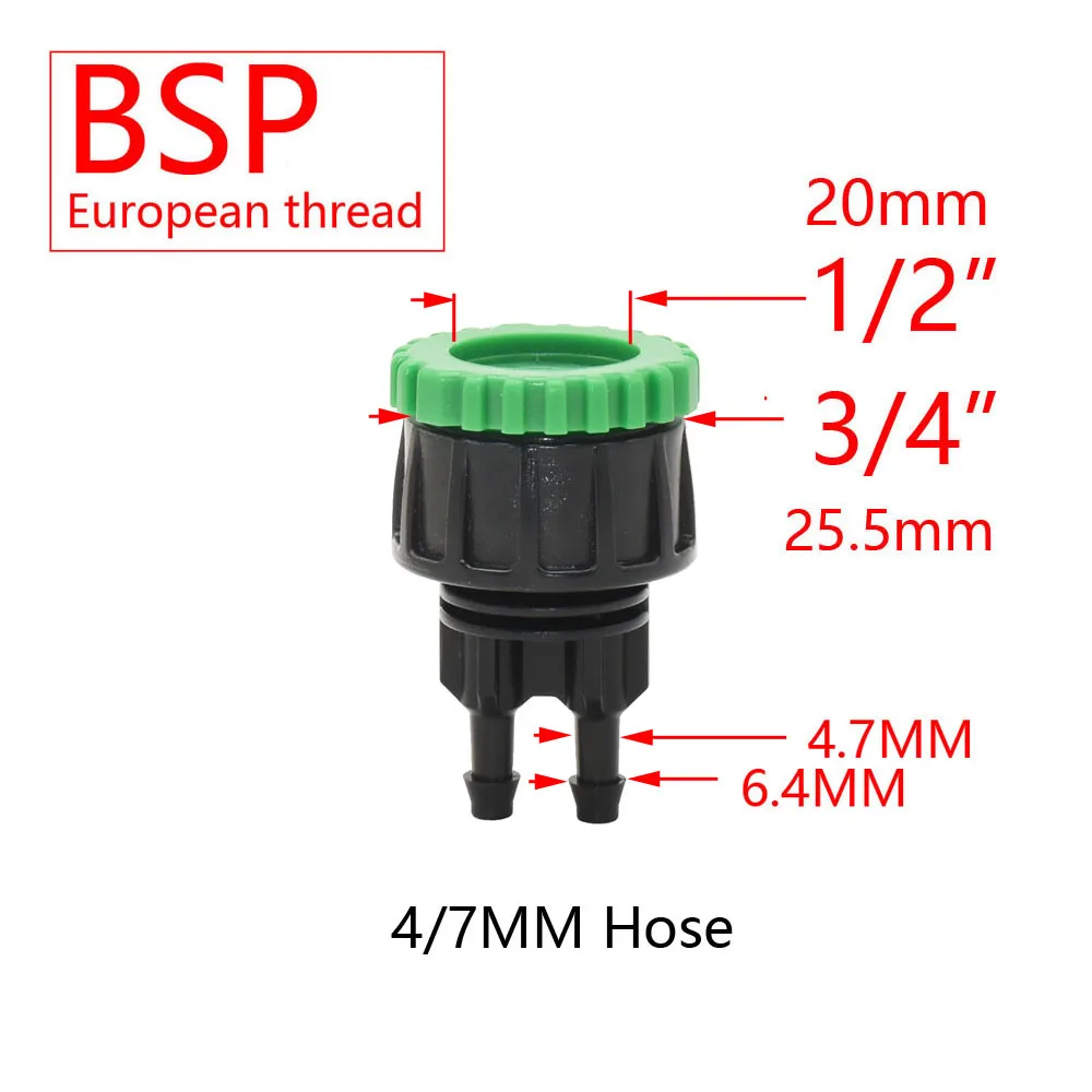 Grifo de jardín, conector rápido de manguera de 1/4 ", 4/7 8/11 16mm, junta de tubería de agua con púas, adaptador de riego por goteo de rosca macho hembra de 1/2" 1" 3/4"