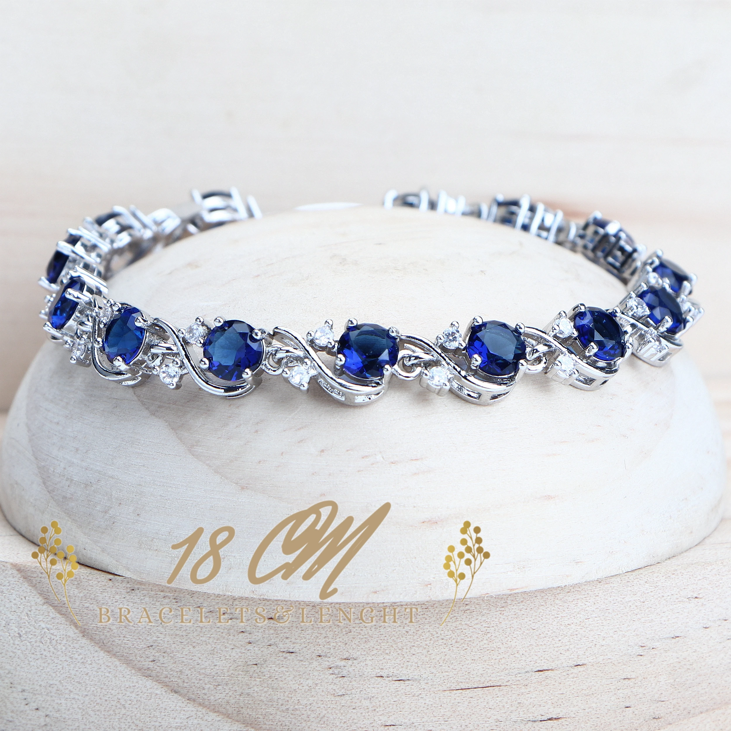 Conjuntos de joyería para mujer de circonia azul, Plata de Ley 925, joyería nupcial para boda, pendientes, anillos, pulseras, collar con colgante