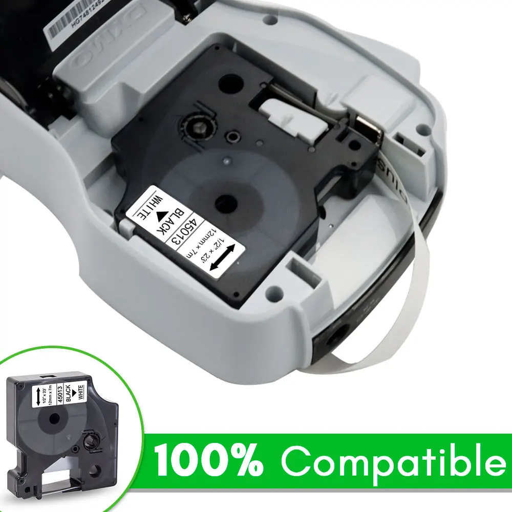 Etiqueta de 6/9/12/19/24mm Compatible con cinta DYMO D1 45013 45018 40913 43613 45803 53713 para impresora Dymo LabelManager 160 280 450
