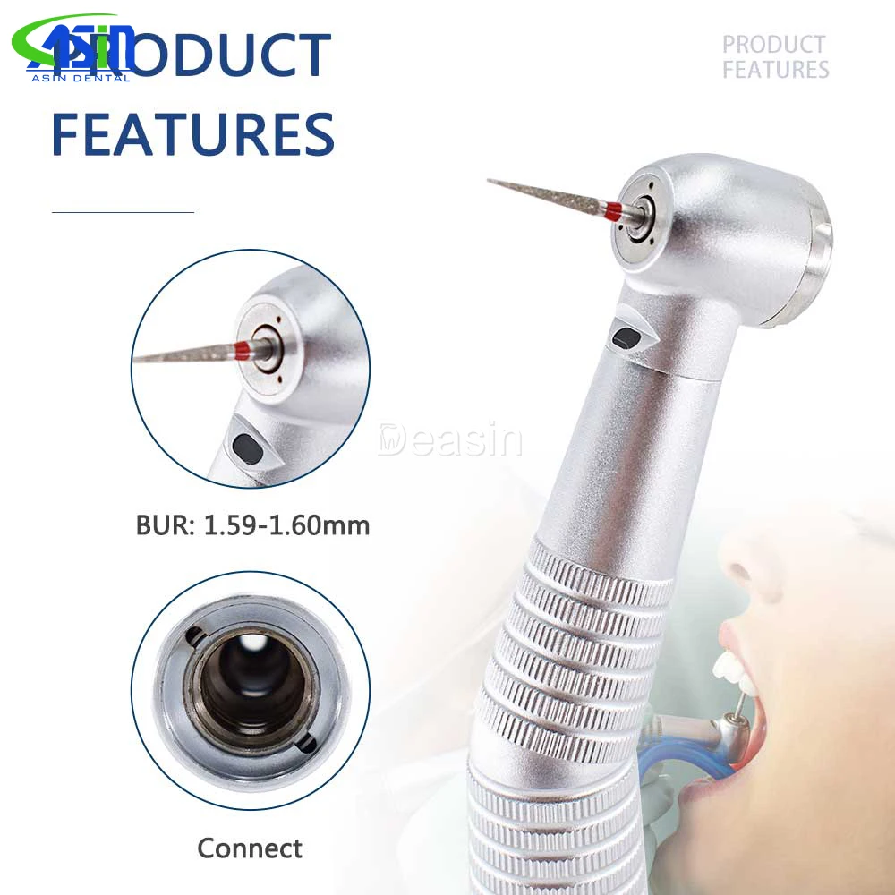 Pieza de mano de fibra óptica Dental, turbina de cabeza estándar LED, ajuste KV, acoplamiento rápido
