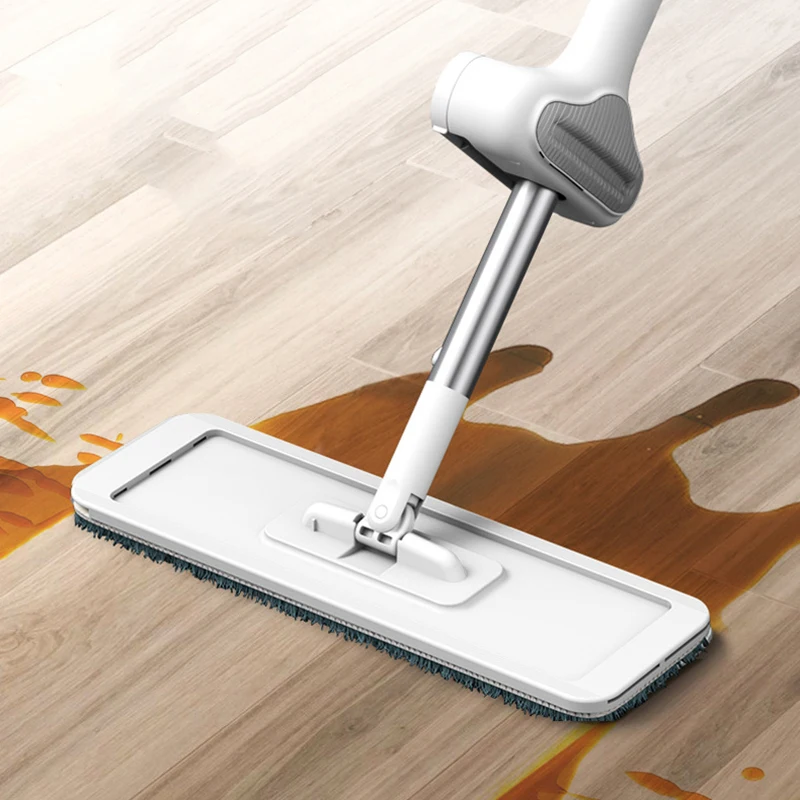Mmagic Mop para Limpieza de Suelos, Fregona Giratoria Plana con Cubo, Limpieza Fácil del Hogar 360 °   Rotación con