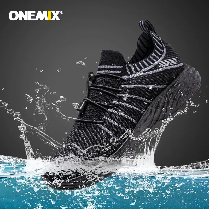 ONEMIX, zapatillas de correr impermeables para hombre, zapatillas ligeras transpirables para mujer, zapatillas de entrenamiento para caminar, zapatillas deportivas sin cordones para senderismo al aire libre