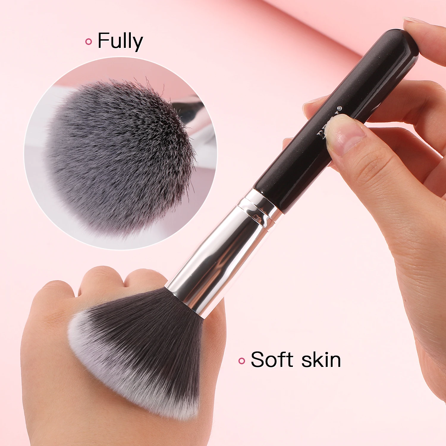 Conjunto de negras brochas maquillaje BEILI, brochas profesionales de pelo Natural de cabra, brochas para base de maquillaje en polvo, brochas para mezclar ojos y maquillaje