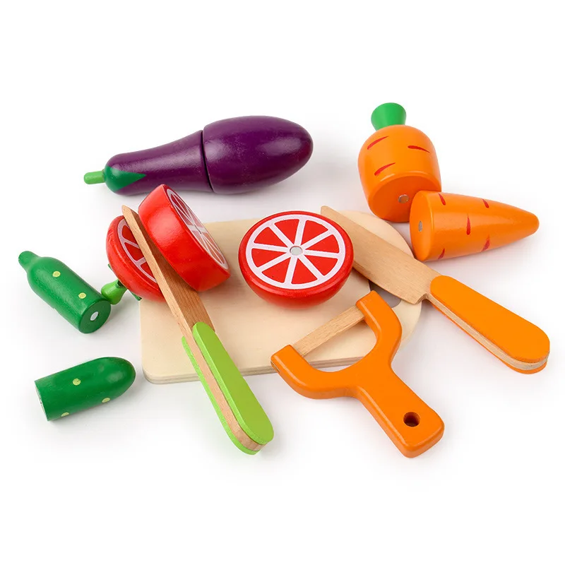 Juguete de madera para cortar frutas y verduras, juego de simulación de comida, juego de rol de cocina, juguetes educativos para edades tempranas Montessori para niños