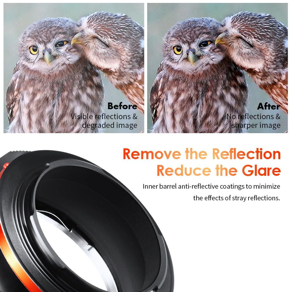 Adaptador K&F CONCEPT de Montura EOS a E, Compatible con Lentes de Montura Canon EF EF-S para Cámaras sin Espejo con Montura E NEX Sony A6000 A6400 A7