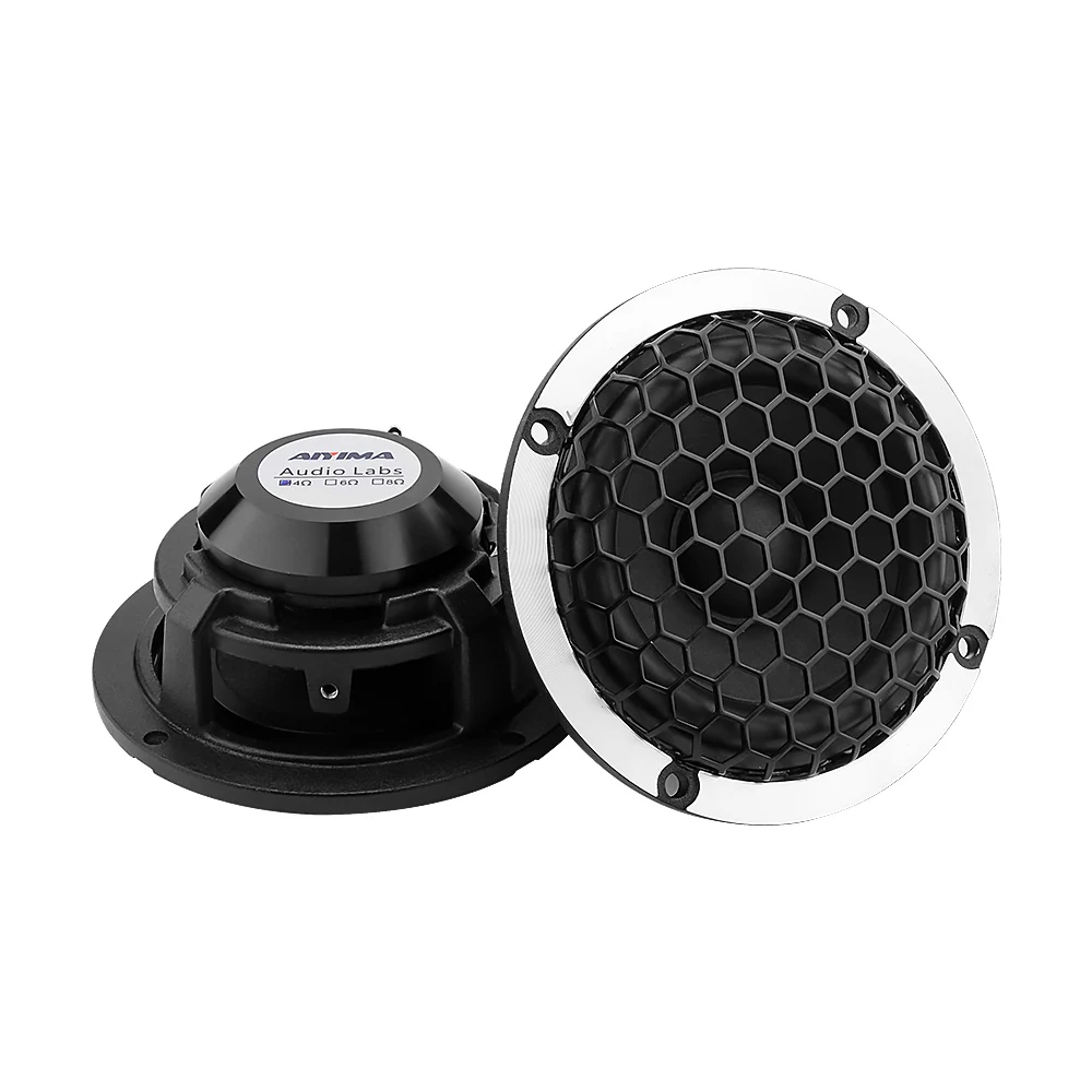 AIYIMA 2 Altavoces de Rango Medio de 3 Pulgadas, 4 Ohmios, 15W, con Cono de Lana y Marco de Aluminio, para Coche y Cine en Casa