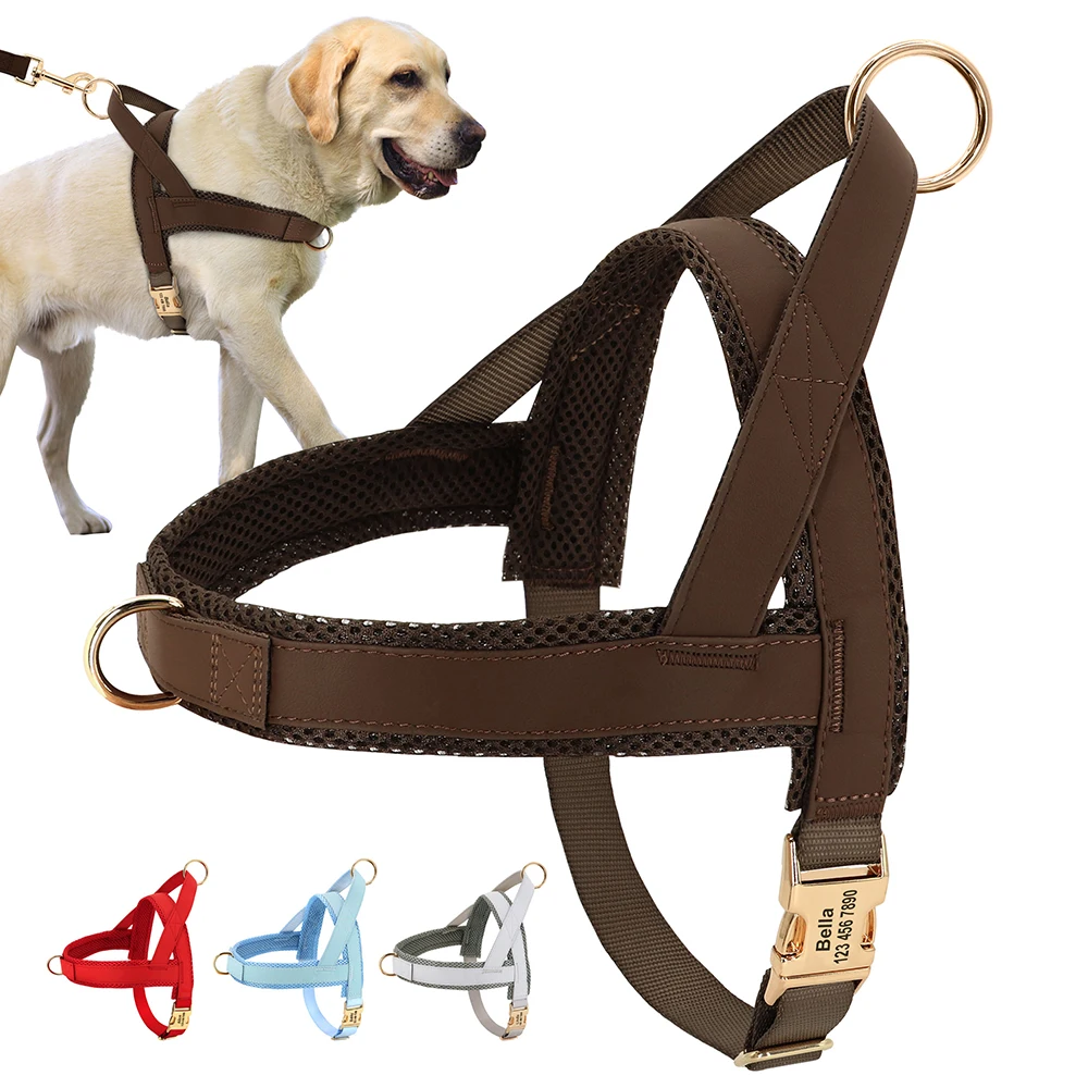 Arnés para perros personalizado, arneses para perros sin tirones, chaleco de entrenamiento ajustable para caminar para mascotas, para perros medianos y grandes, Bulldog, grabado gratis