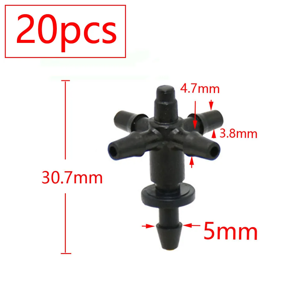 2L 4L 8L riego por goteo flecha de 4 vías conector cuentagotas divisor de agua cruzado emisor flecha de goteo Micro sistema de riego por goteo