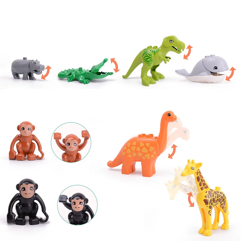 Bloques de construcción grandes a granel para niños, piezas de ensamblaje de animales del zoológico de granja, accesorios, modelo de ladrillos, juguetes educativos Montessori