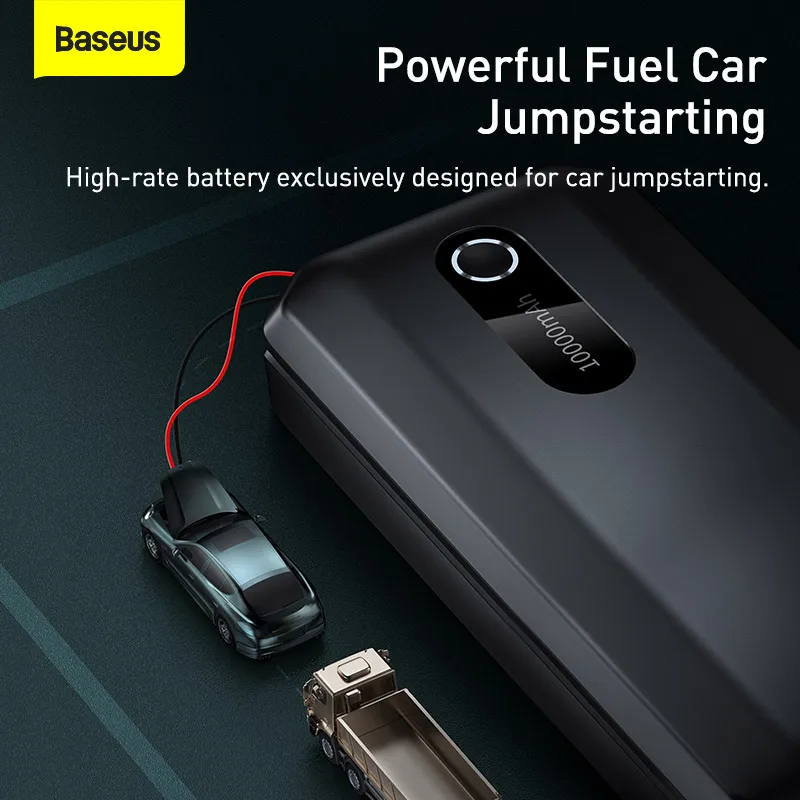 Baseus-arrancador de batería de coche, dispositivo de arranque, 1000A, Buster automático, refuerzo de emergencia, 12V, banco de energía de arranque de batería de coche, 10000mAh