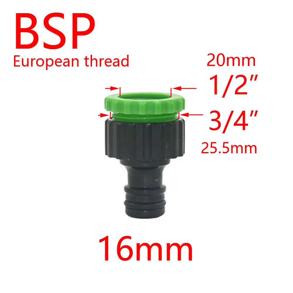 Grifo de jardín, conector rápido de manguera de 1/4 ", 4/7 8/11 16mm, junta de tubería de agua con púas, adaptador de riego por goteo de rosca macho hembra de 1/2" 1" 3/4"