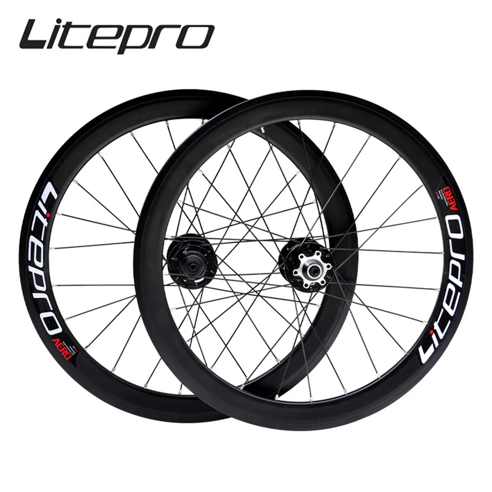 Bicicleta Plegable Litepro S42 AERO de 20 Pulgadas 406/451 con Frenos de Disco V, Juego de Ruedas de 11 Velocidades, 4 Rodamientos Sellados, Ruedas de Aleación, Llantas de Bicicleta BMX