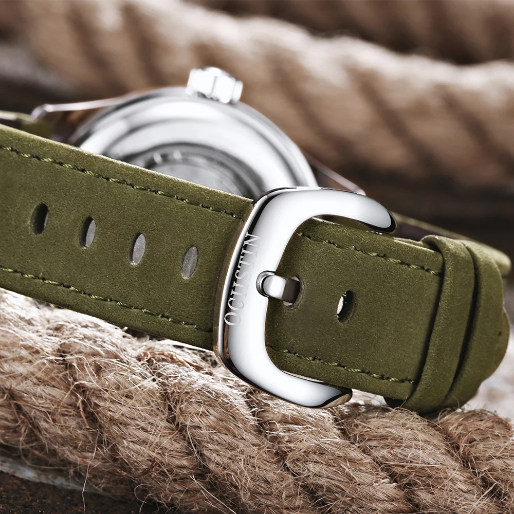 OCHSTIN, relojes de pulsera de piloto mecánico para hombre, reloj mecánico de cuero de lujo con cuerda automática para hombre, reloj Masculino con fecha automática, regalo para hombre