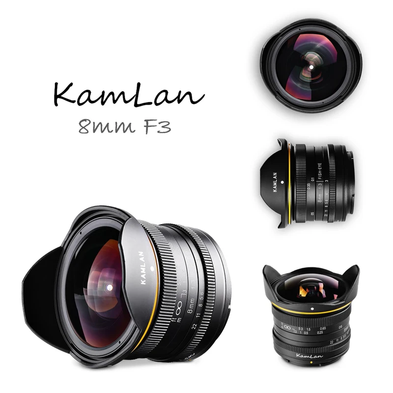Kamlan 8mm F3.0 APS-C enfoque fijo gran angular lente Manual pura lente de cámara sin espejo para Canon Fuji Macro 4/3