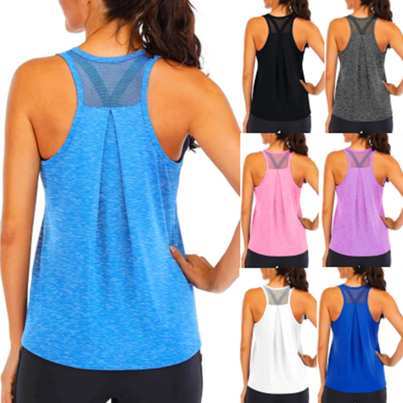 Camiseta de Yoga para mujer, nuevo estilo, camisetas holgadas para Fitness, chaleco para mujer, Camiseta deportiva sin mangas, blusa de entrenamiento para correr y gimnasio de secado rápido