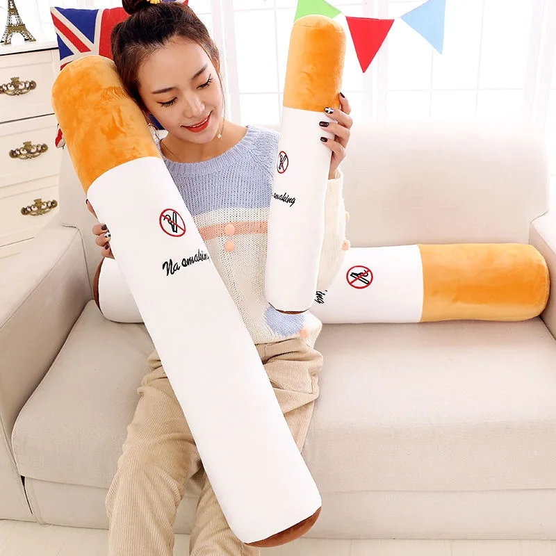30-110cm creativo fumar cojín cilíndrico para dormir almohada para cigarrillos juguetes de peluche de sonrisa moda novio regalo de cumpleaños