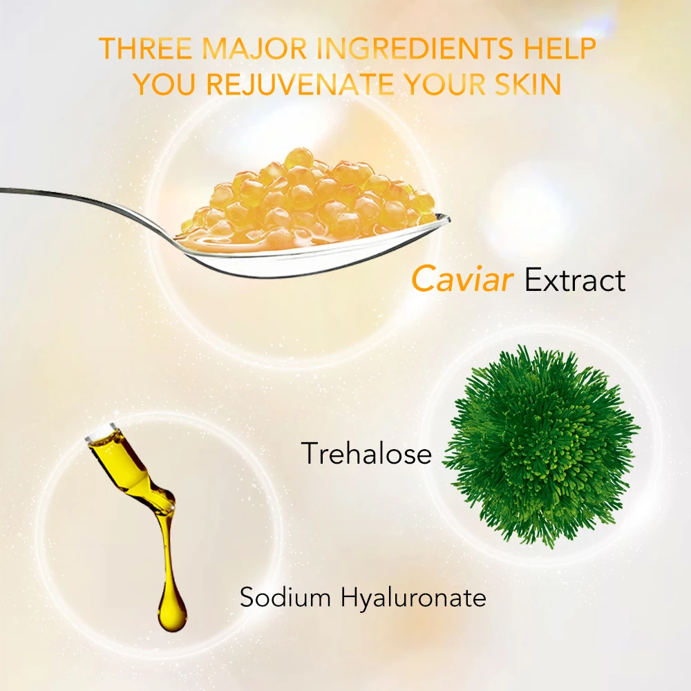 AILKE Esencia facial blanqueadora con extracto de caviar, Reduce las arrugas, líneas finas, hidrata, con suero facial de hialuronato de sodio