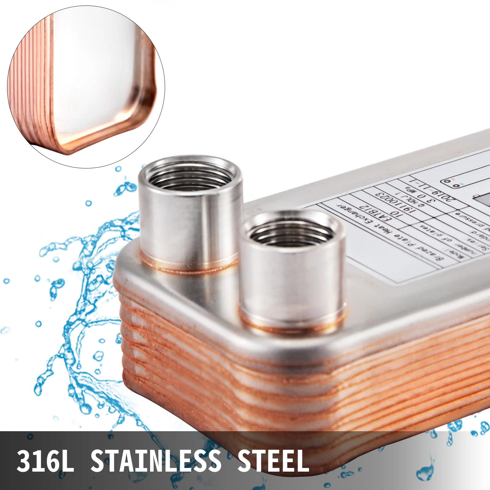 SucceBuy-exchangeador de calor de 30/40/60 placas, Enfriador de mosto de acero inoxidable, Enfriador de cerveza casera, calentamiento de agua de contraflujo
