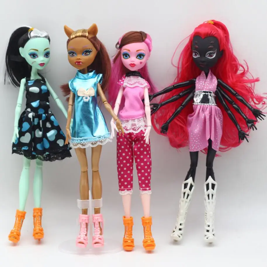 1 Uds. Muñecas monstruo de moda de alta calidad Dráculaura/Clawdeen Wolf/Frankie Stein/negro WYDOWNA Spider cuerpo móvil juguetes para niñas