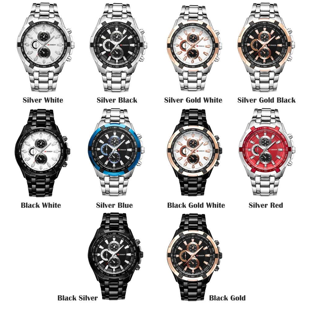 Reloj de cuarzo CURREN 8023 para hombre, relojes militares deportivos resistentes al agua, reloj de pulsera de acero inoxidable para negocios para hombre, reloj para hombre