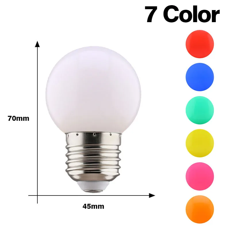 2 uds bombilla Led colorida G45 E27 220V lámpara LED rojo amarillo azul verde rosa naranja blanco Navidad boda luz nocturna interior