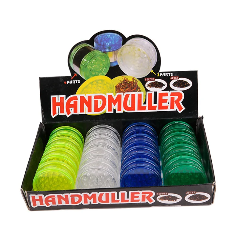12 unids/pack diámetro: 60MM 3 capas molino de pimienta de plástico trituradora de especias mano Muller Color mezclado