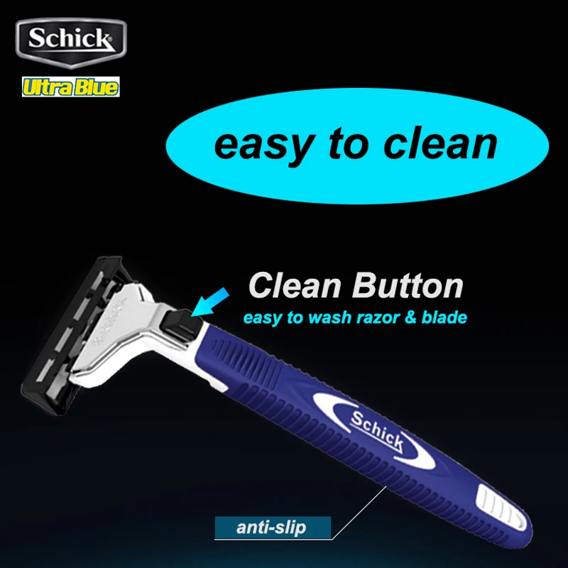 1 maquinilla de afeitar 17 hojas/juego Original Schick Ultra azul Kit de cuchillas de afeitar hombre barba afeitadora de pelo vitamina E fácil de limpiar envío gratis