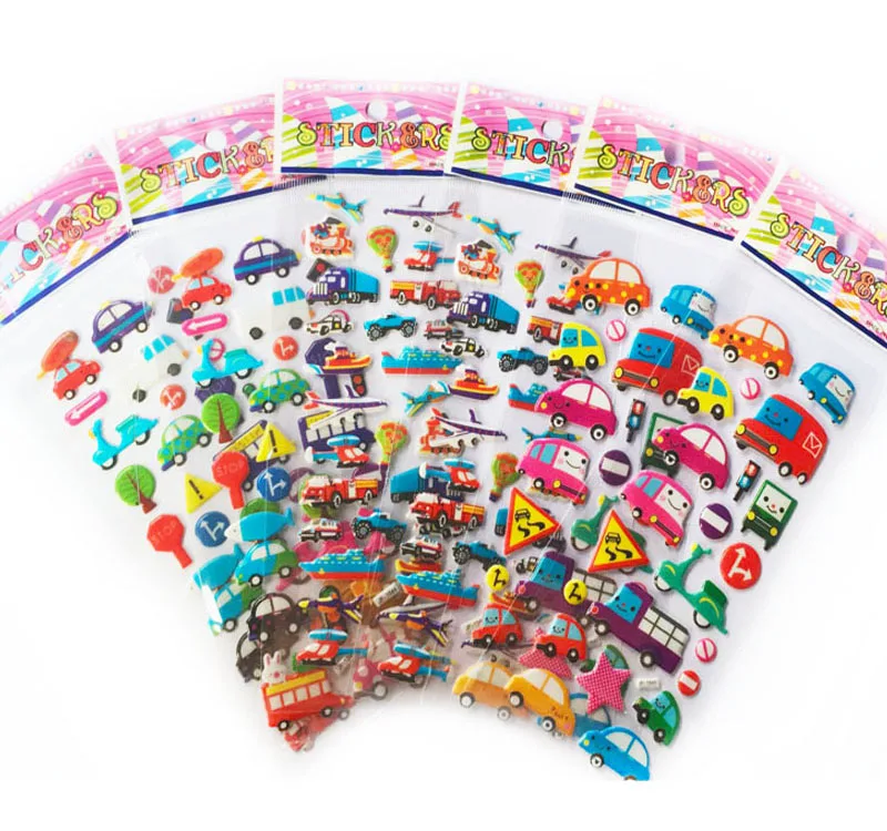 40 hojas de coches de dibujos animados, aviones, animales, princesa, pegatinas DIY, juguetes, álbum de recortes de PVC para niños, diario, cuaderno, decoración, regalos