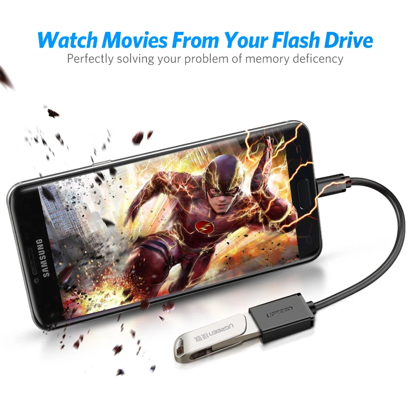 Ugreen-Adaptador de Cable microusb OTG para móvil, Conector Micro USB 2,0 para Xiaomi Redmi Note 5, Samsung S6, tableta, Android