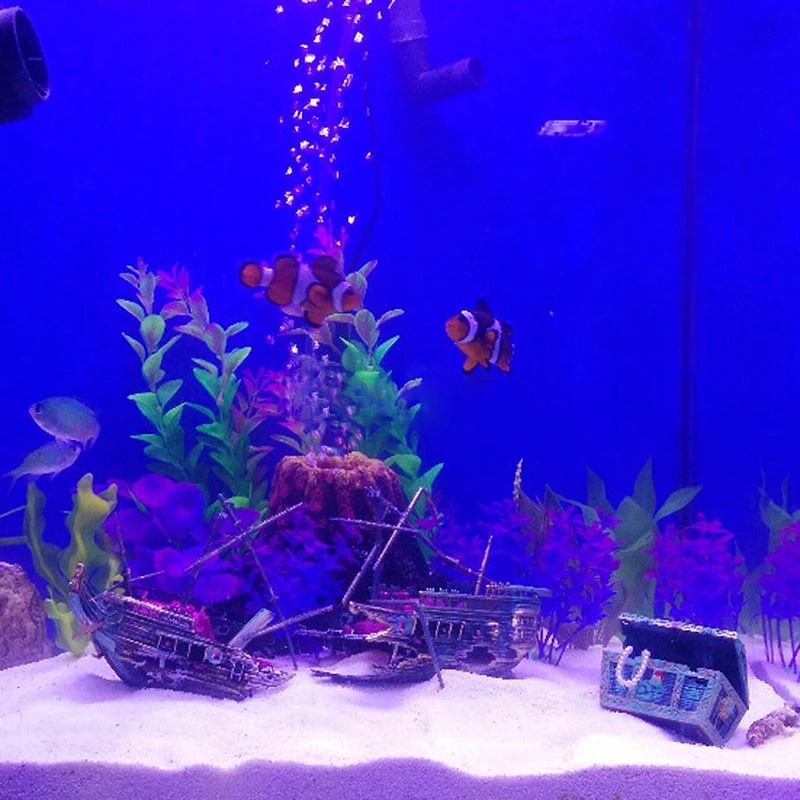 Adorno de acuario Artificial, dispositivo aeróbico de aire, decoración dividida, naufragio, barco de vela, barco hundido, tanque de peces, decoración de acuario