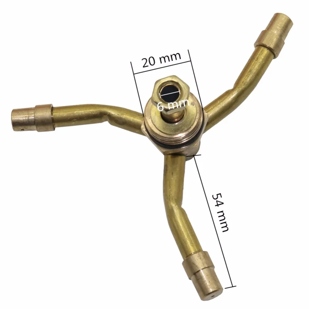 Boquilla de latón giratoria de 2/3/4 brazos, rociador automático de 3 puntas para césped, cama de flores, jardín, agricultura, horticultura, agua, 360 °