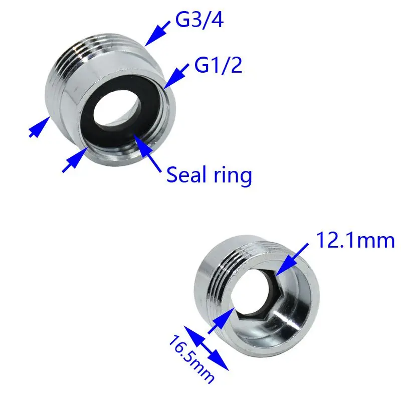 Conector de rosca hembra macho de latón 3/4 a 1/2 conector reductor G3/4 a G1/2 juntas de reparación accesorios de cobre para jardín 2 uds