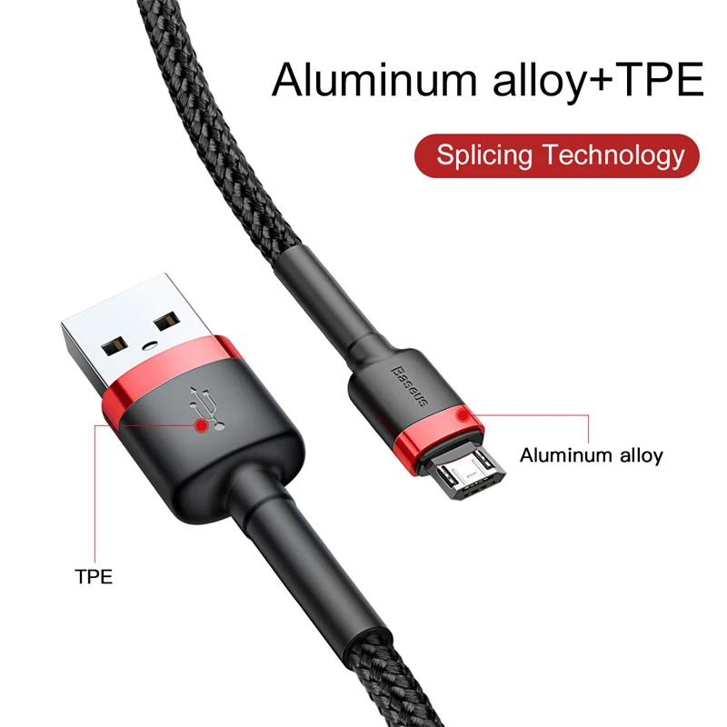 Baseus USB Micro Cable de carga rápida 3.0 Cable de carga rápida para Huawei P30 Xiaomi USB-C Cable de cargador