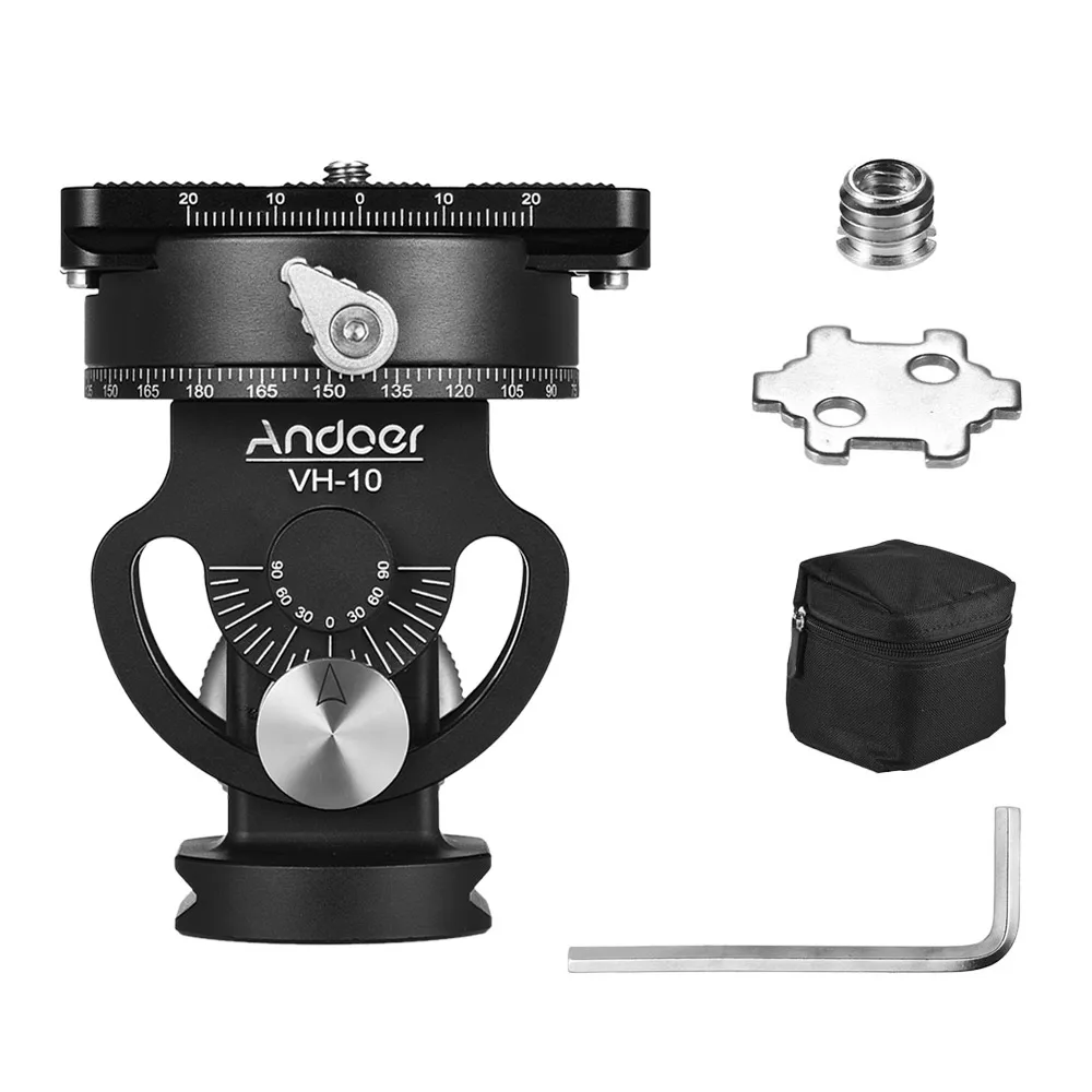 Andoer-Cabezal de trípode VH-10 para observación de aves, cabezal panorámico de 2 vías con placa de liberación rápida, reemplazo para Sirui L10 RRS MH-02